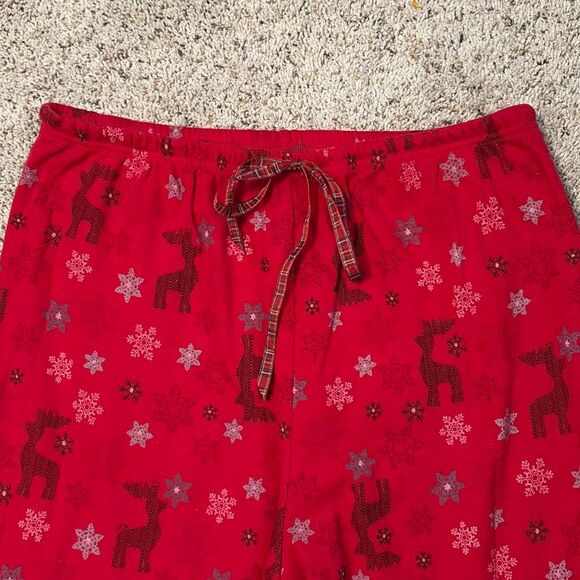 Karen Neuburger Women’s Pajama Set Red Reindeer Snowflake Print Petite Large - Picture 8 of 10